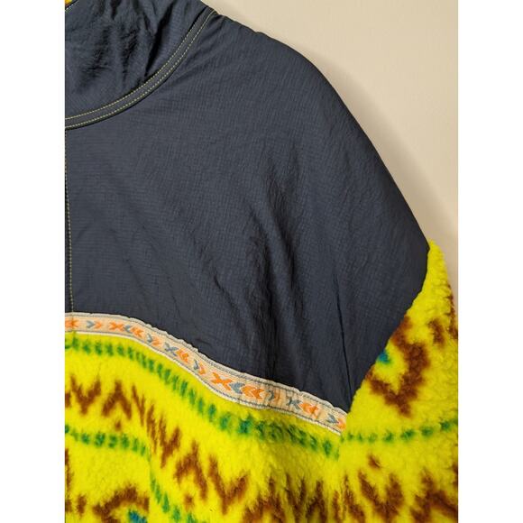 PrAna Men's Hurricane FZ Fleece Jacket Bright Yellow Geometric Size XL - Picture 2 of 12